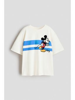 H&M - Boys White Oversized Printed T-Shirt