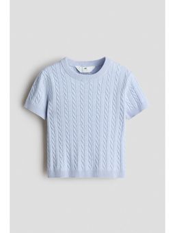H&M - Girls Blue Short Cable Knit Top