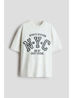 H&M - Boys Grey Loose-Fit Printed T-Shirt