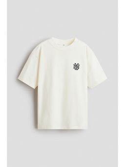 H&M - Boys White Loose-Fit Printed T-Shirt