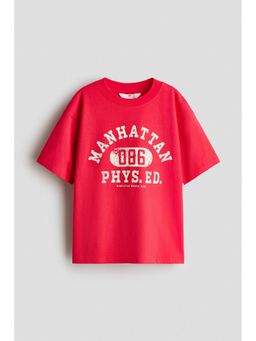 H&M - Boys Red Loose-Fit Printed T-Shirt