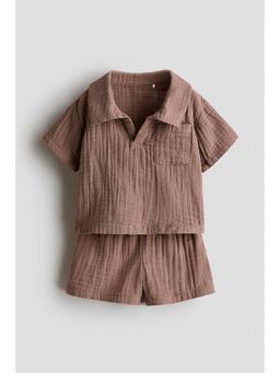 H&M - Boys Brown 2-Piece Cotton Muslin Set