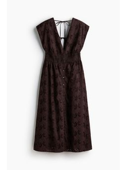 H&M - Women Brown Broderie-Anglaise Cotton Dress