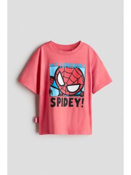 H&M - Boys Red Loose-Fit Printed T-Shirt