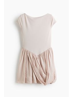 H&M - Women Pink Dual-Fabric Draped-Panel Dress