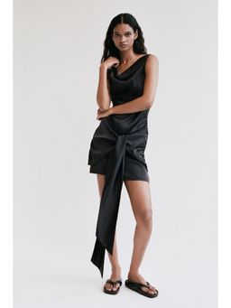 H&M - Women Black Cowl-Neck Satin Dress