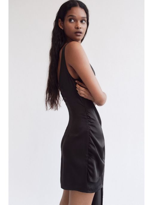 black satin dress h&m H&M Women's Lace-trimmed Satin Dress - Black