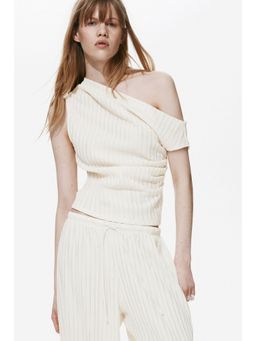 H&M - Women White Textured One-Shoulder Top