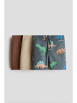 H&M - Boys Brown 3-Pack Cotton Shorts