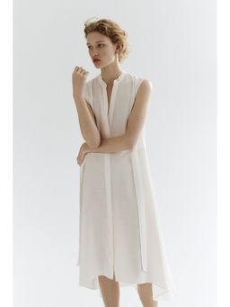 H&M - Women White Tie-Belt Shirt Dress