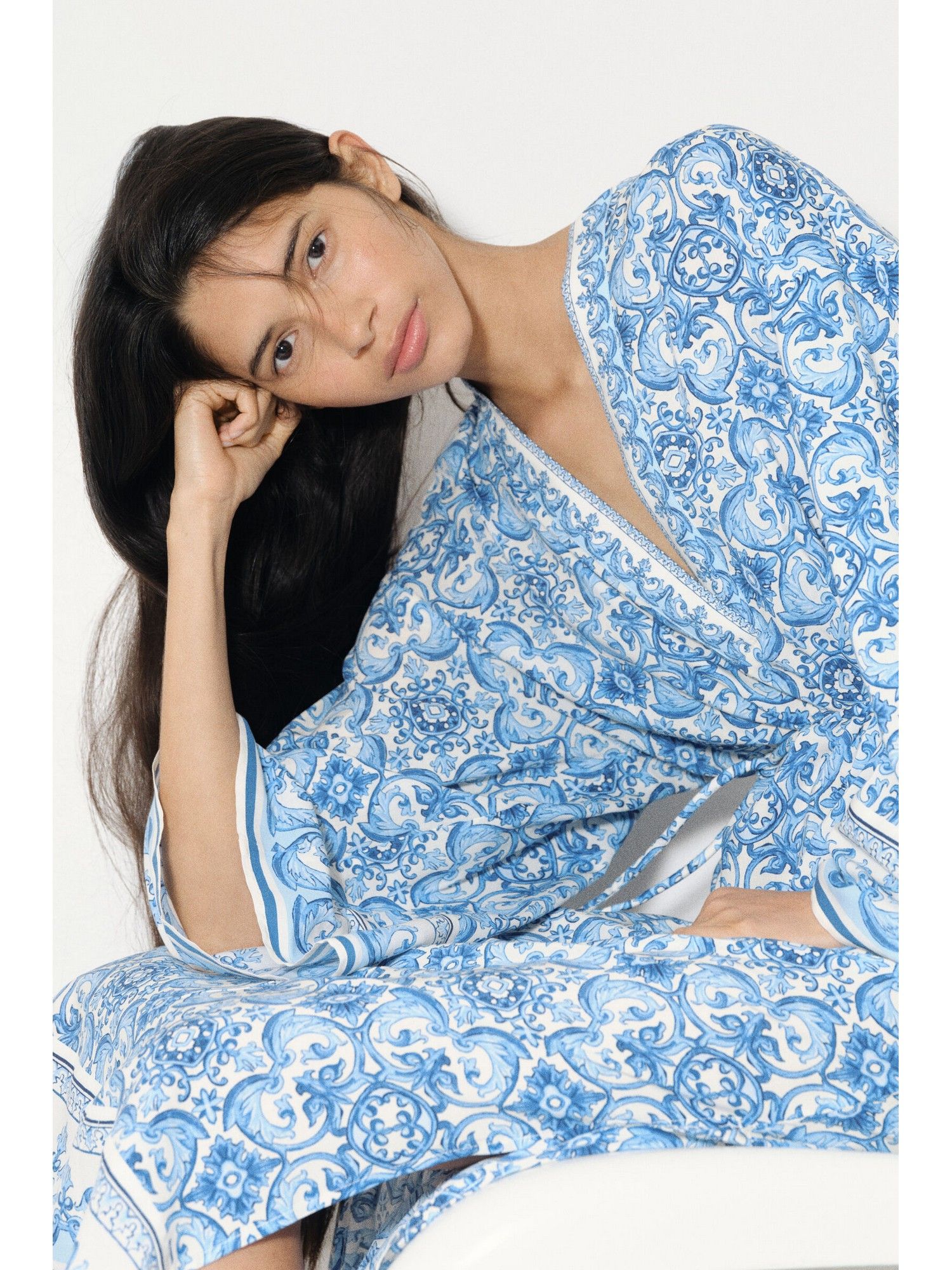 h&m Women Blue Tie-Belt Tunic Dress-picture-18