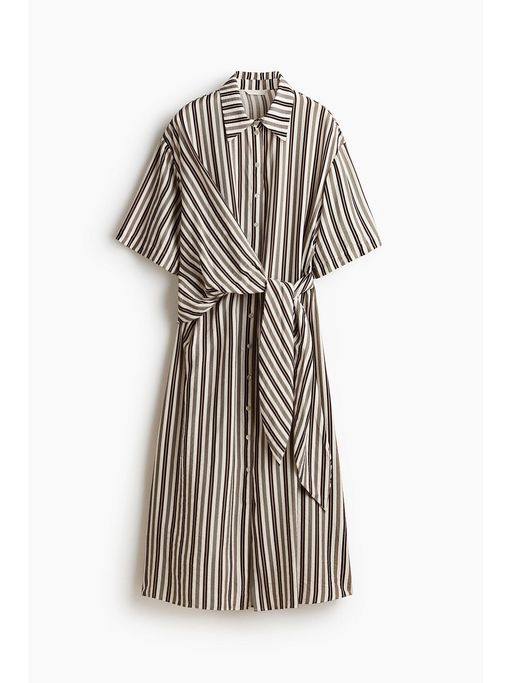 h&m tie shirt dress Tie-Belt Shirt Dress