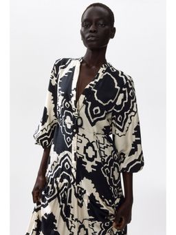 H&M - Women Black Printed Tiered Dress