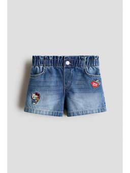H&M - Girls Blue Printed Denim Shorts