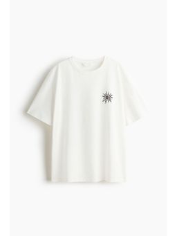 H&M - Women White Oversized Printed T-Shirt