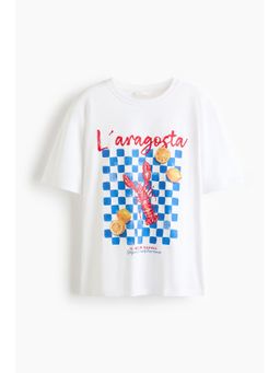 H&M - Women White Oversized Printed T-Shirt