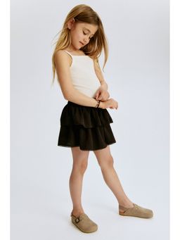 H&M - Girls Brown Tiered Muslin Skirt