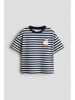 H&M - Girls Blue AppliquD Cotton T-Shirt