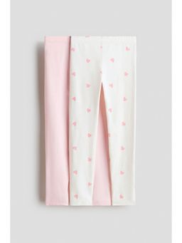 H&M - Girls White 2-Pack Cotton Leggings