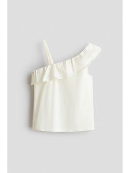 H&M - Girls White Asymmetric Frill-Trimmed Top