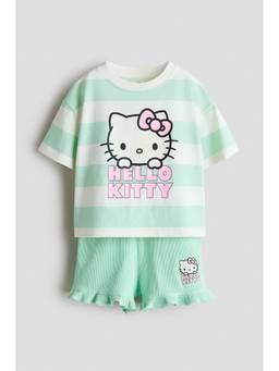 H&M - Girls Green 2-Piece Printed Cotton Set