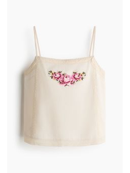 H&M - Women White Linen-Blend Top