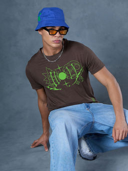 Bewakoof - Air 1.0 Rick and Morty Men's Chocolate Brown Rick and Morty Graphic Printed T-shirt