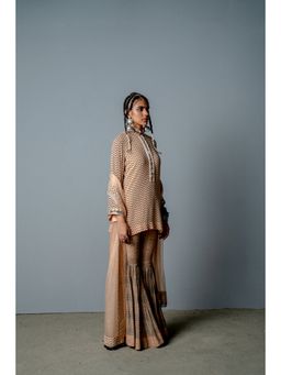 POOJA RAJGARHIA GUPTA - Nude Zig Zag Sharara with Kurta and Dupatta (Set of 3)