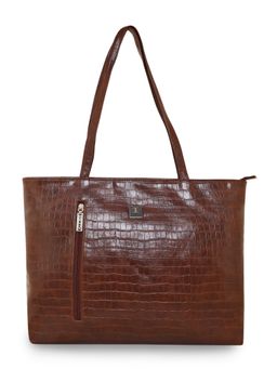 ESBEDA - Tan Color Croco Embossed Office Handbag For Women