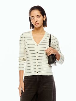 Calvin Klein - Regular Fit Viscose V-Neck Open-Front Sweater