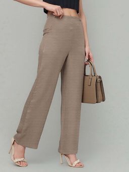 Twenty Dresses by Nykaa Fashion - Womens Textured Straight Fit High-Rise Trouser