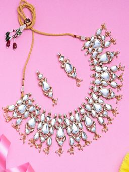 Estele - Gold Plated Fascinating Necklace with Kundan for Women (Set of 2)