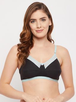 Clovia - Cotton Solid Non-Padded Full Cup Wire Free Everyday Bra - Black