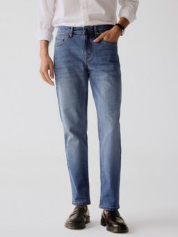 Andamen - Mens Casual Twill Woven Placement Embroidery Slim Jeans