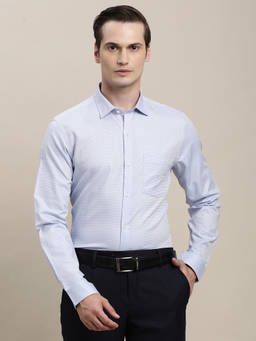 Turtle - Men Giza Cotton Slim Fit Dobby Light Grey Formal Shirt