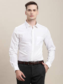 Turtle - Men 100% Cotton Slim Fit Solid White Formal Shirt