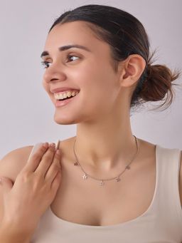 QUENE CRAFTED FOR ELEGANCE - Silver 5-Star Pendant Necklace