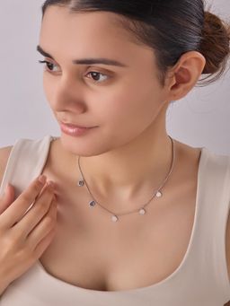 QUENE CRAFTED FOR ELEGANCE - Silver 5-Oval Pendant Necklace