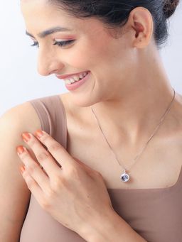 QUENE CRAFTED FOR ELEGANCE - Silver Mozo Evil Eye Pendant Necklace