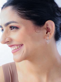 QUENE CRAFTED FOR ELEGANCE - Silver Trinagle Hanging Earrings