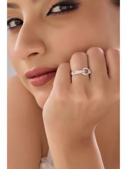 QUENE CRAFTED FOR ELEGANCE - Sterling Silver Cross Stone Ring
