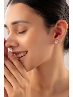 QUENE CRAFTED FOR ELEGANCE - Silver Crystal Sunflower Earrings