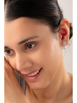 QUENE CRAFTED FOR ELEGANCE - Silver Crystal Hexagon Earrings