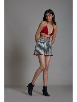 Mati - Scallop Black Stripe Bralette with Shorts (Set of 2)