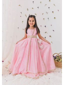 Chotibuti - Embroidered Pink Maxi Dress with Dupatta