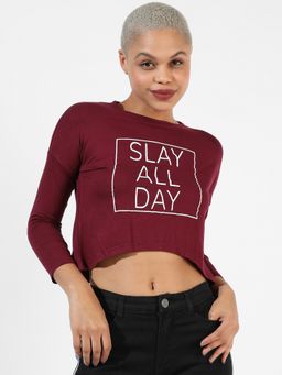 PINACOLADA - Women Maroon Printed Regular Fit Top