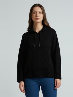 Pepe Jeans - Black Full Sleeve Oversized Hooded Sweater