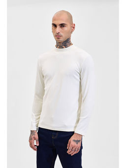 Snitch - White Solid Full Sleeves Slim Casual Sweaters for Men