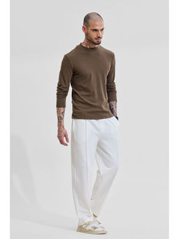 Snitch - Brown Solid Full Sleeves Slim Casual Sweaters for Men