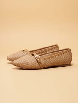ERIDANI - Klara Textured Beige Ballerinas